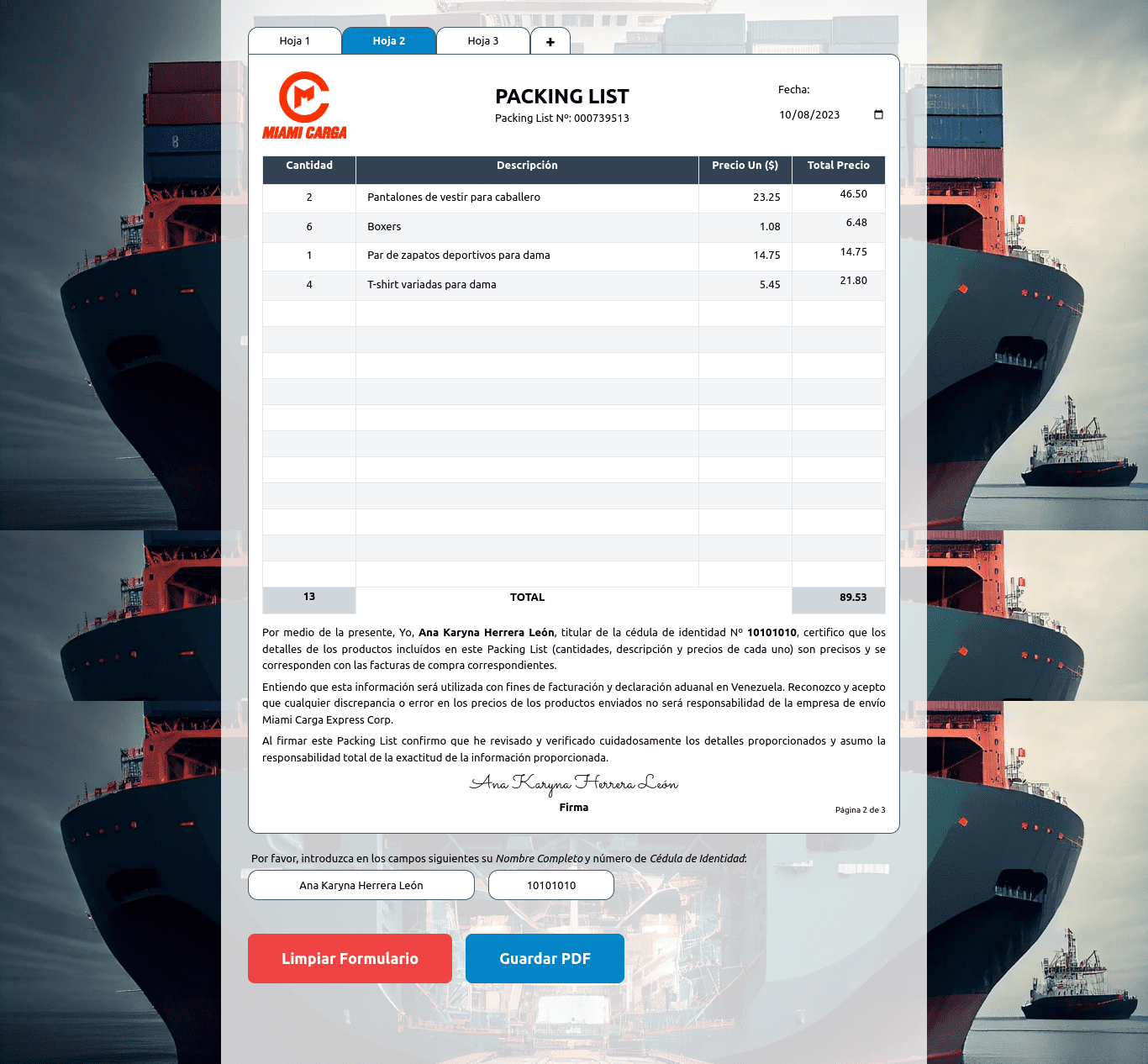 Packing List Generator